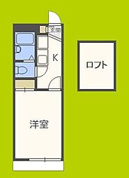 平野市町マンション 1Kの間取図画像