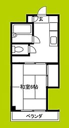 ロイヤル平野 1DKの間取図画像