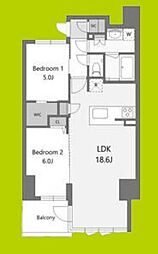 S-RESIDENCE谷町六丁目alo 2LDKの間取図画像