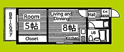 プレミセス岸里 1LDKの間取図画像