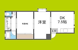 木村マンション 2DKの間取図画像