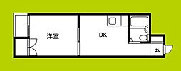 リバーサイドコロル天神橋 1DKの間取図画像