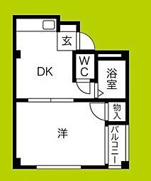 JPアパートメント港3 1DKの間取図画像