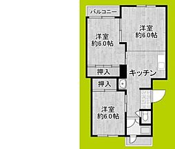 高倉第一コーポB棟 3Kの間取図画像