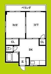 相原マンション 2DKの間取図画像