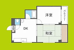 マンションS.S.S. 2DKの間取図画像