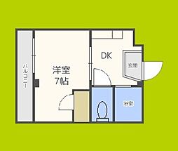 大宝新深江C.Tスクエアー 1Kの間取図画像