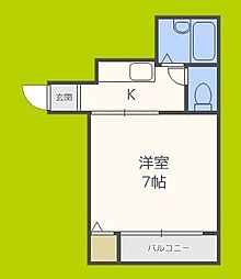 グランアムール 1Kの間取図画像