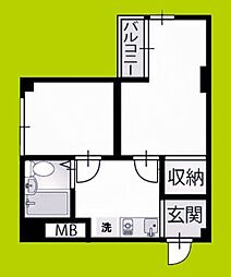 クルーム新大阪・2番館 2Kの間取図画像