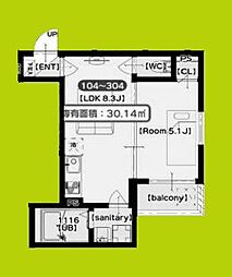 プレミア大日 1LDKの間取図画像