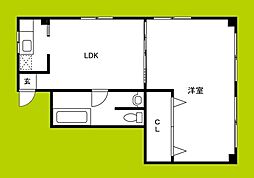 コーポラス翌桧 1LDKの間取図画像