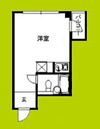 ウエストワン2 ワンルームの間取図画像