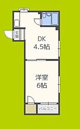 シャトルスギモト 1DKの間取図画像