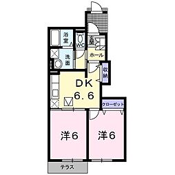 ブライトヒルズB 2DKの間取図画像