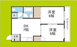 ミウチハイツ 2DKの間取図画像