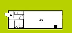 プレアール平野西 1Kの間取図画像