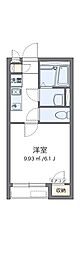 クレイノエラン 1Kの間取図画像