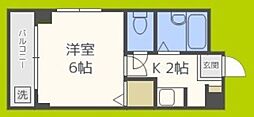 リバティー内代 1Kの間取図画像