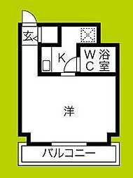 レバンガ桜川アパートメント ワンルームの間取図画像