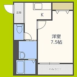 フジパレス加美東 1Kの間取図画像