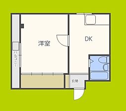 シャトー第2平野 1DKの間取図画像