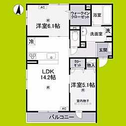 K.レジデンスビューII 2LDKの間取図画像