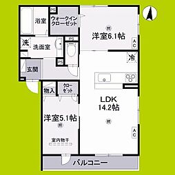 K.レジデンスビューII 2LDKの間取図画像