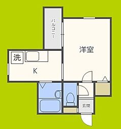 グランシャトー 1Kの間取図画像