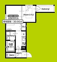 F asecia alcon 1LDKの間取図画像
