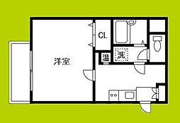 桜 1Kの間取図画像