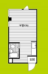 デイルーチェ上町EAST ワンルームの間取図画像
