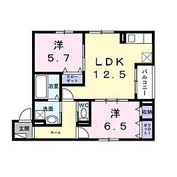 大阪市東淀川区西淡路4丁目アパート 2LDKの間取図画像