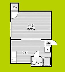 クリスタル高倉 1DKの間取図画像