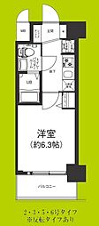 エグゼ大阪BAY CITY 1Kの間取図画像