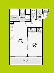 CASA CALMA上野口 1LDKの間取図画像