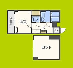 ブリリアント・コア 1Kの間取図画像