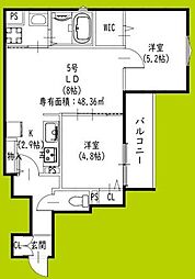 交野市倉治6丁目アパート 2LDKの間取図画像