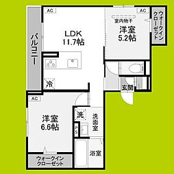 コントレイル 2LDKの間取図画像