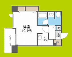 クロスレジデンス大阪新町 ワンルームの間取図画像