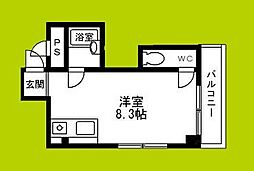 新大阪ハイツ ワンルームの間取図画像
