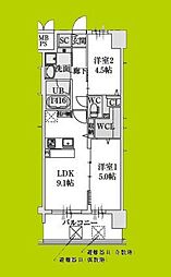 スプランディッド大阪ベイサイドDUE 2DKの間取図画像