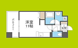 レジディア心斎橋ウエスト ワンルームの間取図画像