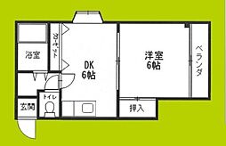 マリス平野 1DKの間取図画像