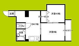 グリーンスリーハイツ 2DKの間取図画像