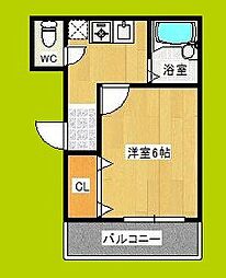 ブランドール本田 1Kの間取図画像