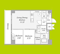 ArtizA瓦屋町II 2LDKの間取図画像
