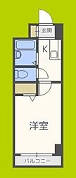 ノルデンハイム淡路D棟 1Kの間取図画像