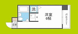 ワットハイム都島 ワンルームの間取図画像