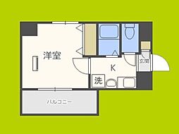 ラナップスクエア難波 1Kの間取図画像