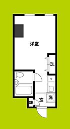 ノアーズアーク桃谷21 ワンルームの間取図画像